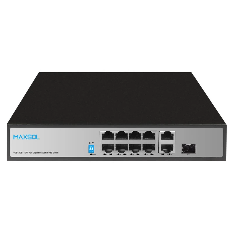 PS1802FG 8-poorts Gigabit-PoE+-switch met RJ45- en SFP-uplinks