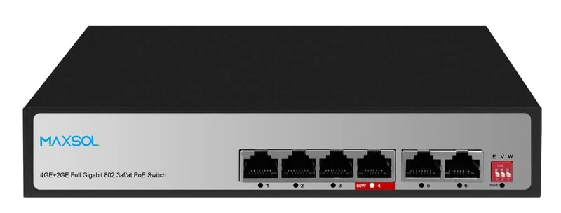 Onbeheerde 4-poorts Gigabit-PoE-switch met groot bereik, 65W