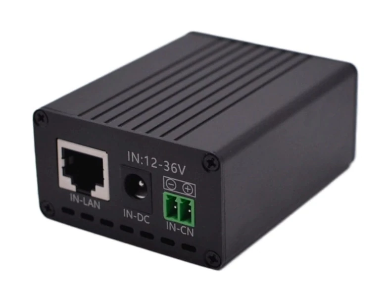 Maxsol POE24V DC-naar-PoE-converter met aansluitingen en lcd-spanningsdisplay
