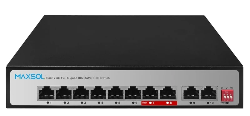 Unmanaged Gigabit PoE-switch met acht PoE-poorten voor netwerkaansluitingen