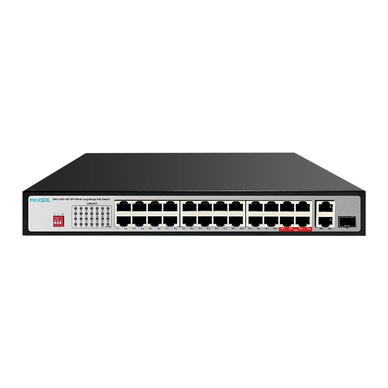 24-poorts Hi-PoE-switch, 300W, met Gigabit-uplinks