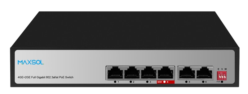 Onbeheerde 4-poorts Gigabit-PoE-switch met groot bereik, 65W
