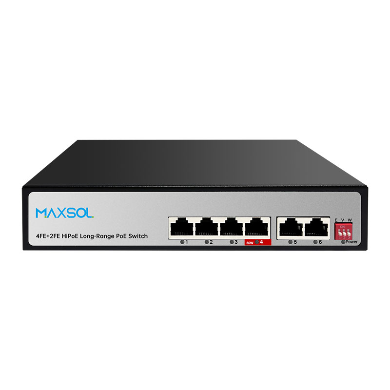 4-poorts Hi-PoE-switch, 65W, bereik tot 300 m, VLAN
