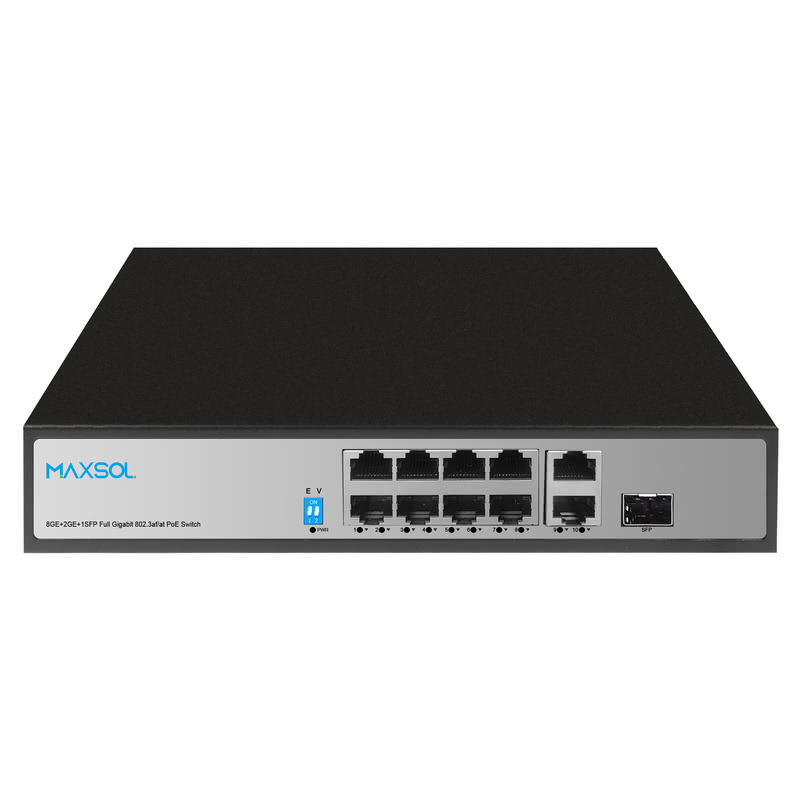 PS1802FG 8-poorts Gigabit-PoE+-switch met RJ45- en SFP-uplinks