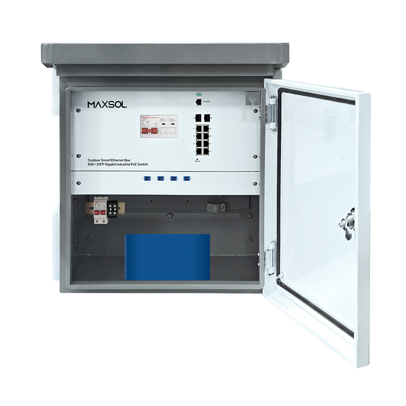 Managed industriële PoE-buitenkast, 8GE+2GF, met 288Wh-accu